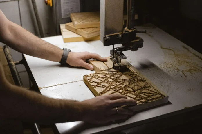 Mains d'artisan travaillant sur un prototype dans un atelier lumineux